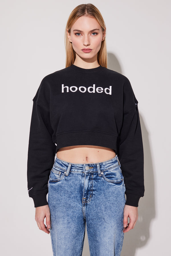 BRAND CROPPED SWEATSHIRT ONYX