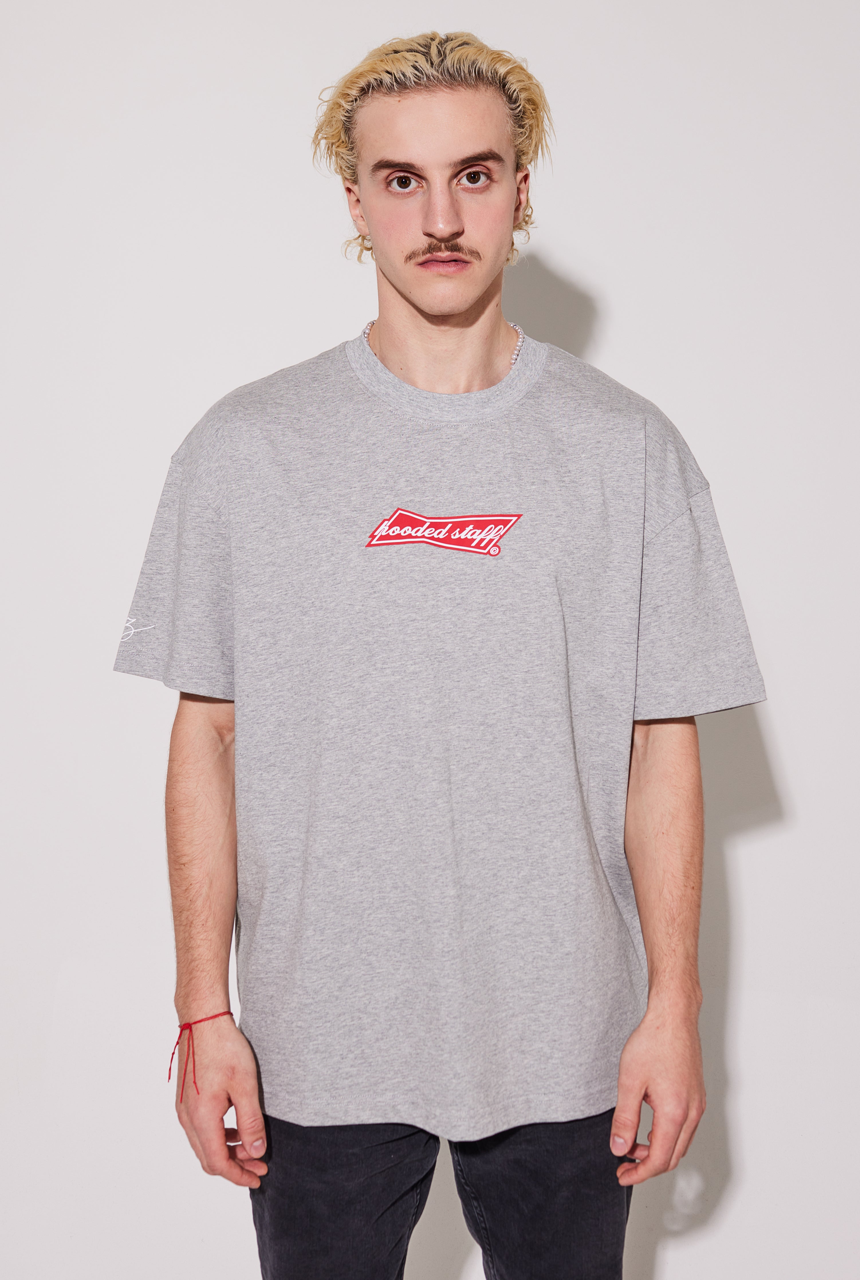 REVERSE RACETRACK TEE GRAY MELANGE – hooded staff.