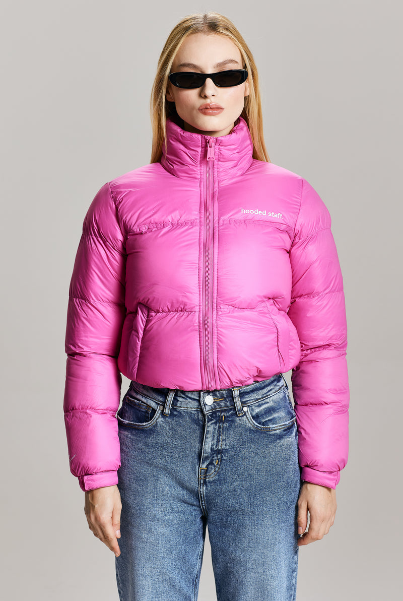 CROPPED PUFFER JACKET BUBBLE GUM – hooded - Main Image
