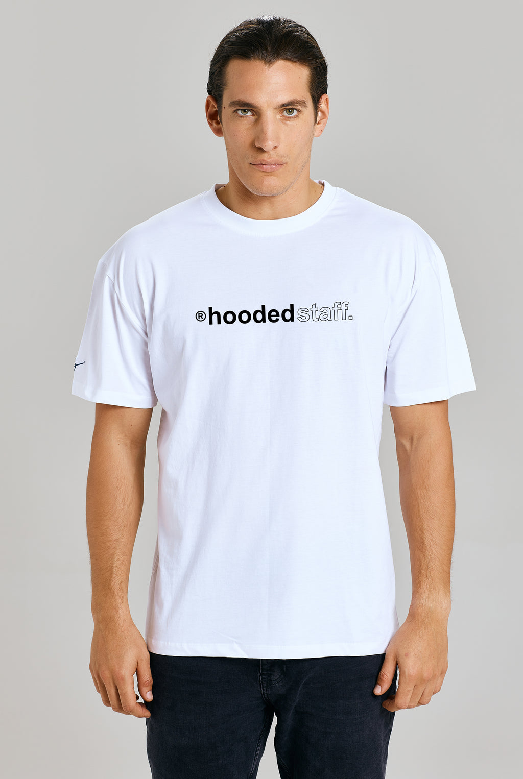 Hooded staff t shirt hot sale