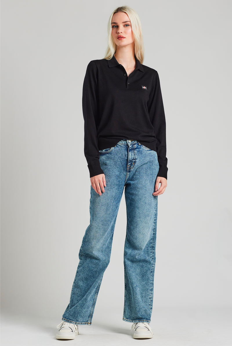 PREMIUM SQUARE POLO SWEATER ONYX