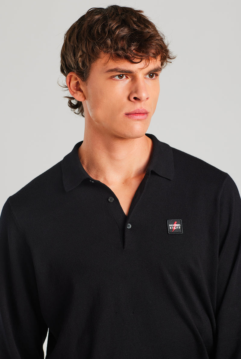 PREMIUM SQUARE POLO SWEATER ONYX