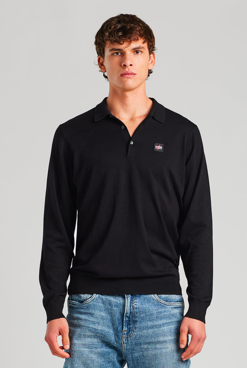 PREMIUM SQUARE POLO SWEATER ONYX