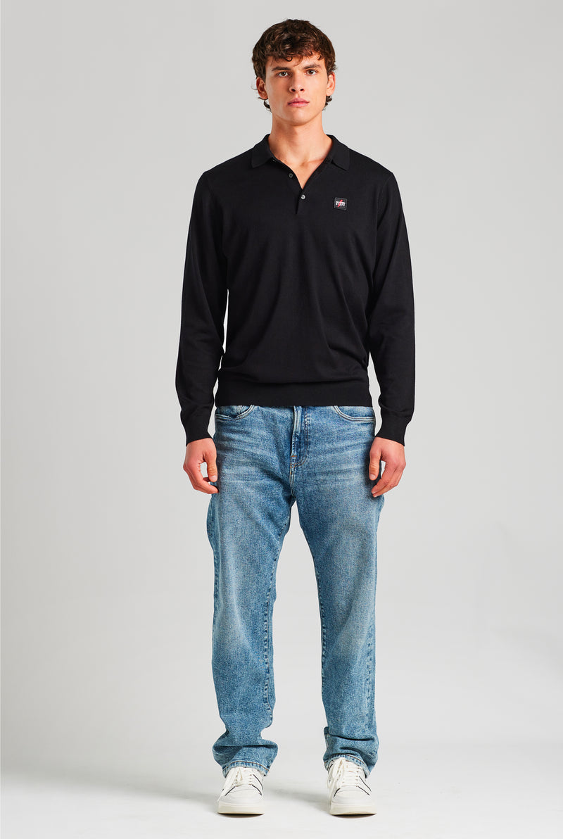 PREMIUM SQUARE POLO SWEATER ONYX