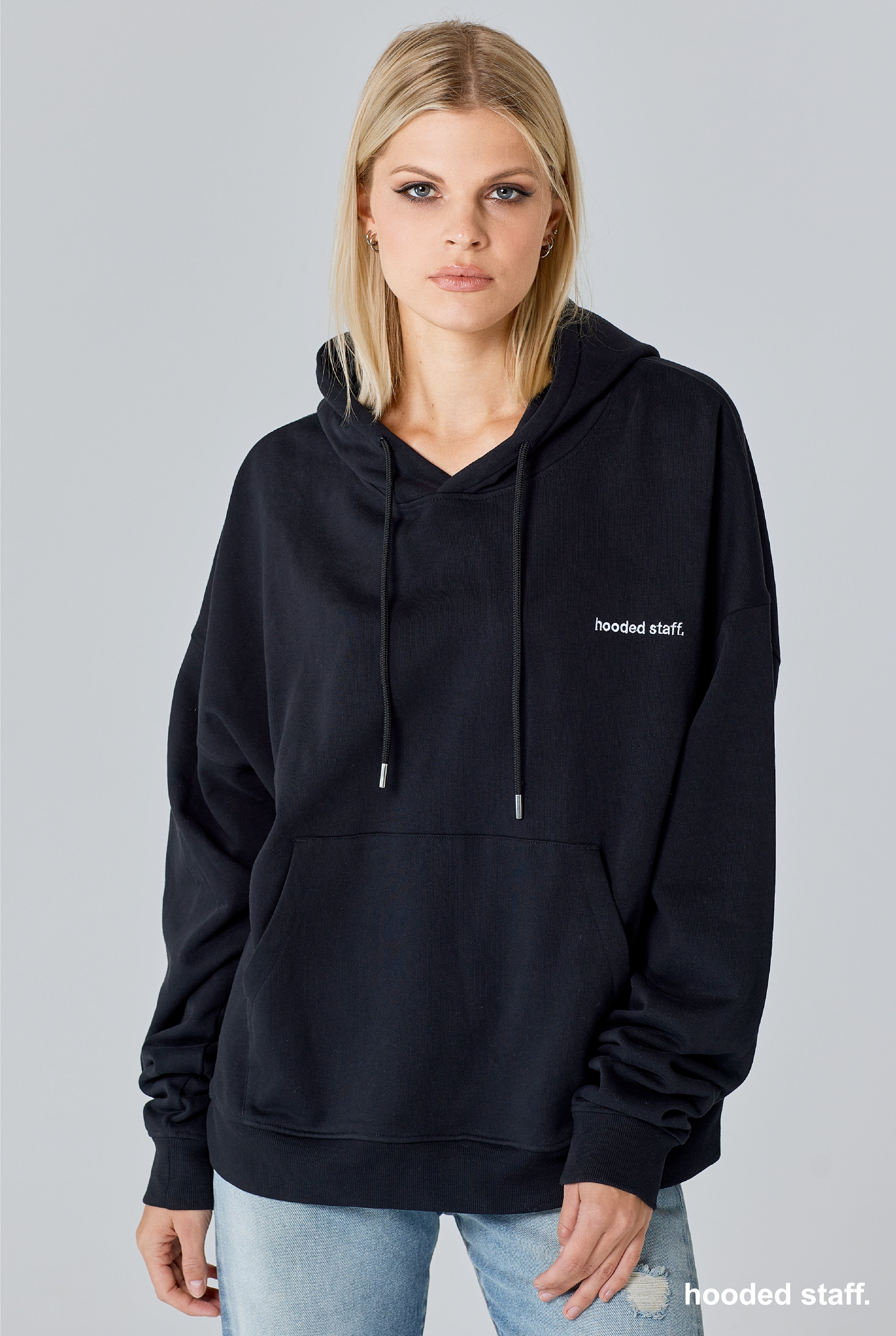 BASE HOODIE B&W – hooded staff.